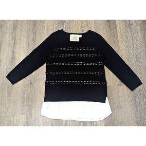Anthropologie Angel of the North Sweater Black White Layered Womens Small